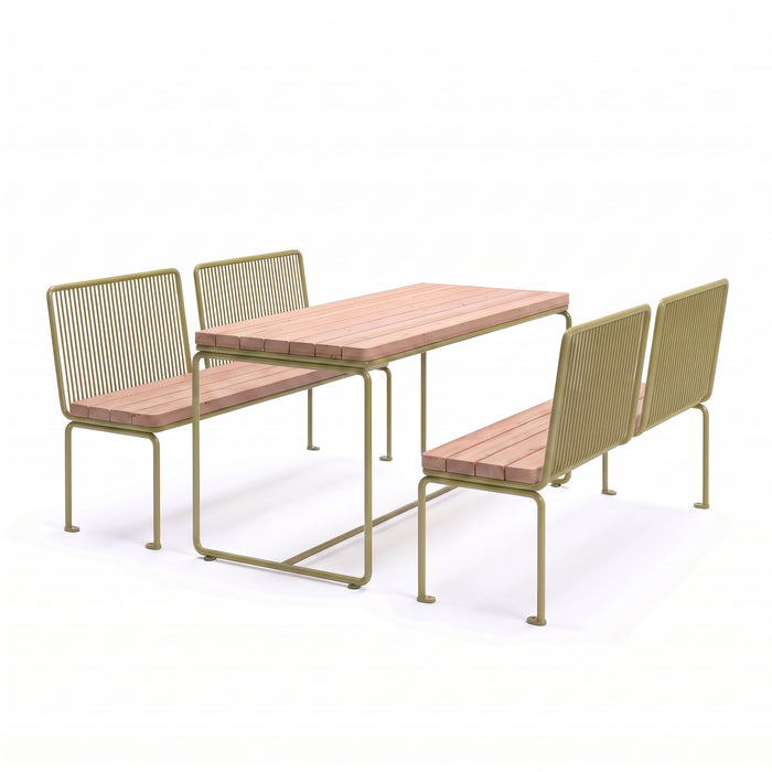 Gewerbefabrik Sitzgruppe Ascheberg Garten Sitz Gruppe Holz Sitzgarnitur Grün RAL 6018