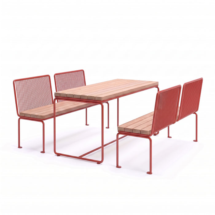 Gewerbefabrik Sitzgruppe Ascheberg Garten Sitz Gruppe Holz Sitzgarnitur Rot RAL 3001