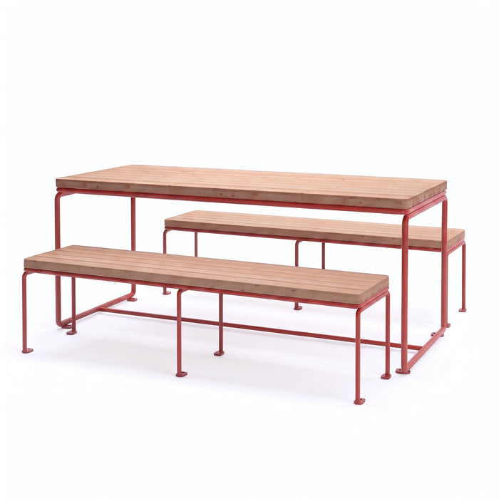 Gewerbefabrik Sitzgruppe Aschheim Garten Sitz Gruppe Holz Sitzgarnitur Rot RAL 3001