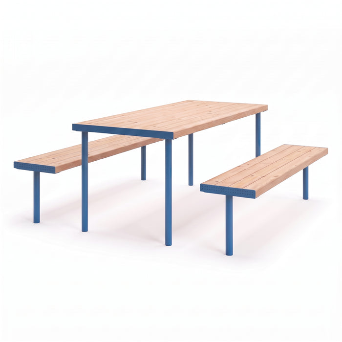 Gewerbefabrik Sitzgruppe Gerbstedt Garten Sitz Gruppe Holz Sitzgarnitur Blau RAL 5005
