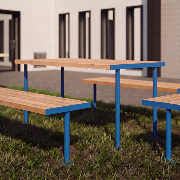 Gewerbefabrik Sitzgruppe Gerbstedt Garten Sitz Gruppe Holz Sitzgarnitur Blau RAL 5005 Szene