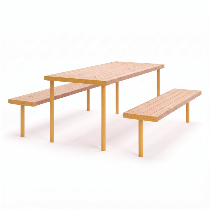 Gewerbefabrik Sitzgruppe Gerbstedt Garten Sitz Gruppe Holz Sitzgarnitur Gelb RAL 1028