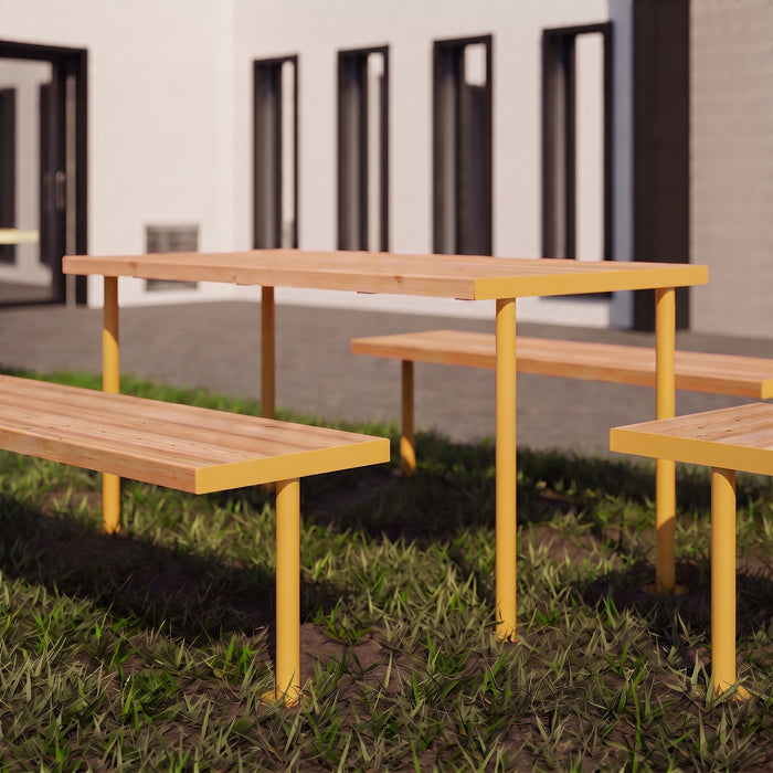 Gewerbefabrik Sitzgruppe Gerbstedt Garten Sitz Gruppe Holz Sitzgarnitur Gelb RAL 1028 Szene