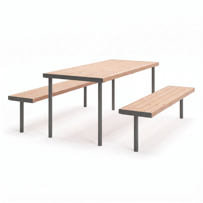Gewerbefabrik Sitzgruppe Gerbstedt Garten Sitz Gruppe Holz Sitzgarnitur Grau RAL 7011