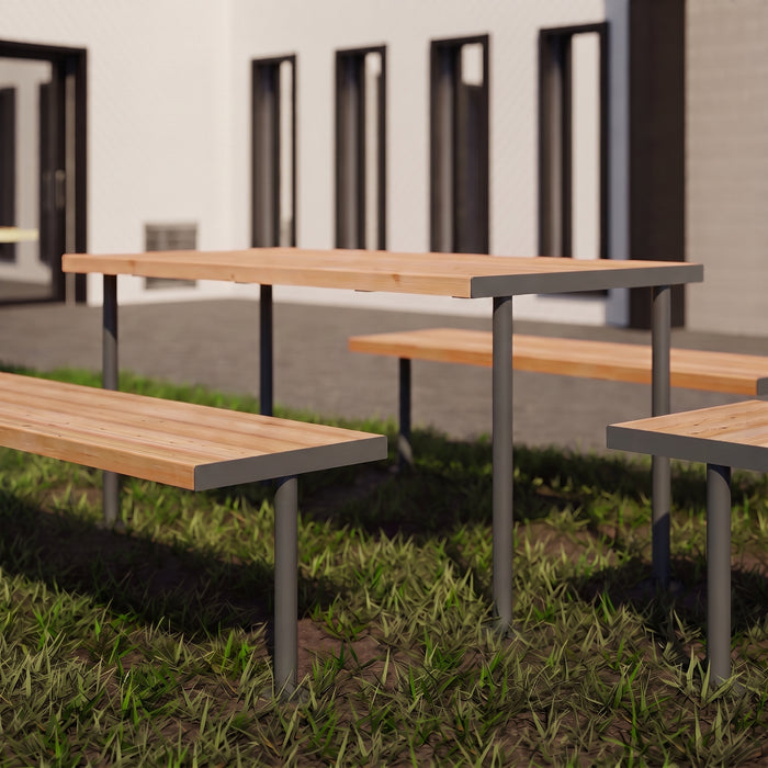 Gewerbefabrik Sitzgruppe Gerbstedt Garten Sitz Gruppe Holz Sitzgarnitur Grau RAL 7011 Szene