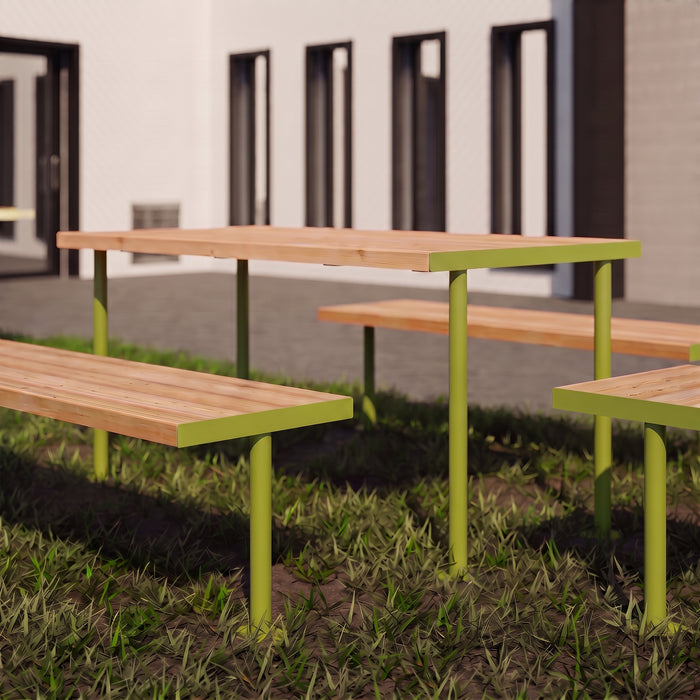Gewerbefabrik Sitzgruppe Gerbstedt Garten Sitz Gruppe Holz Sitzgarnitur Grün RAL 6018 Szene