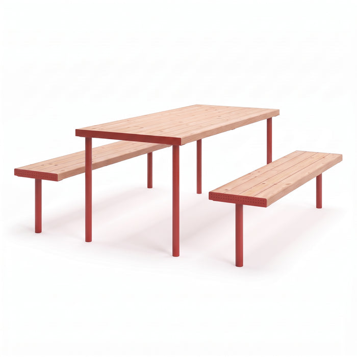 Gewerbefabrik Sitzgruppe Gerbstedt Garten Sitz Gruppe Holz Sitzgarnitur Rot RAL 3001