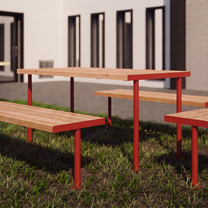 Gewerbefabrik Sitzgruppe Gerbstedt Garten Sitz Gruppe Holz Sitzgarnitur Rot RAL 3001 Szene