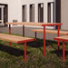 Gewerbefabrik Sitzgruppe Gerbstedt Garten Sitz Gruppe Holz Sitzgarnitur Rot RAL 3001 Szene