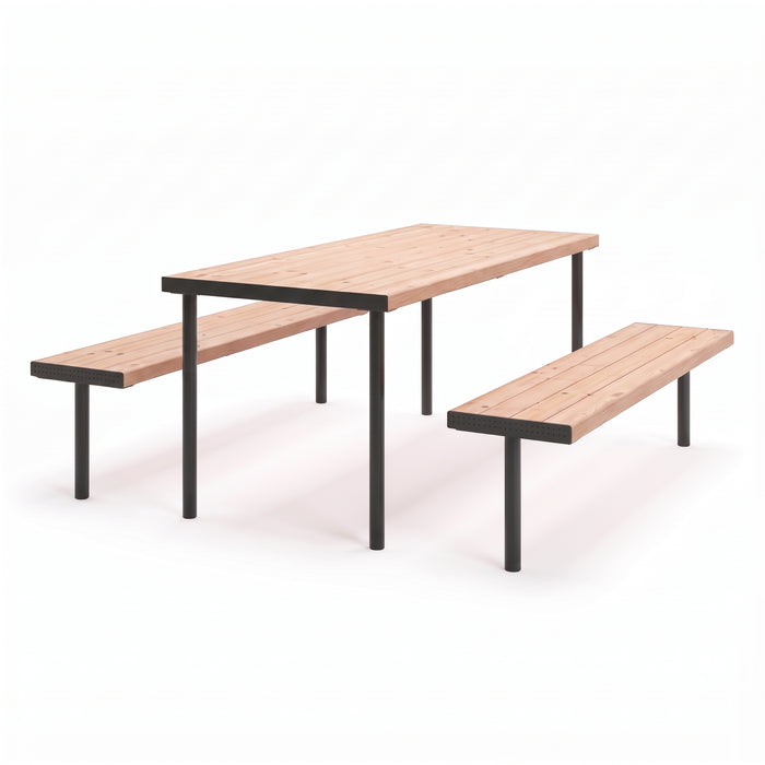 Gewerbefabrik Sitzgruppe Gerbstedt Garten Sitz Gruppe Holz Sitzgarnitur Schwarz RAL 9017