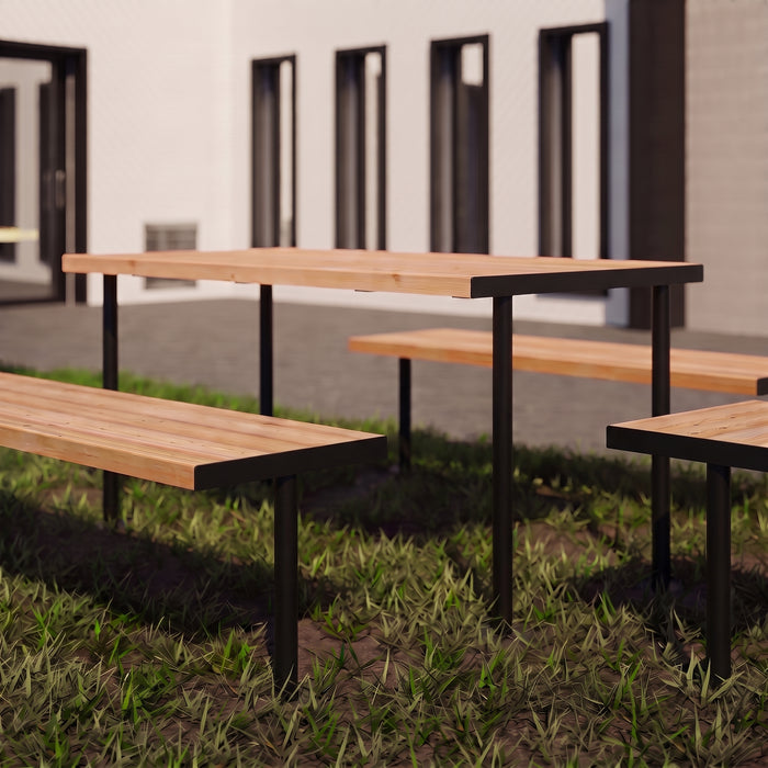 Gewerbefabrik Sitzgruppe Gerbstedt Garten Sitz Gruppe Holz Sitzgarnitur Schwarz RAL 9017 Szene