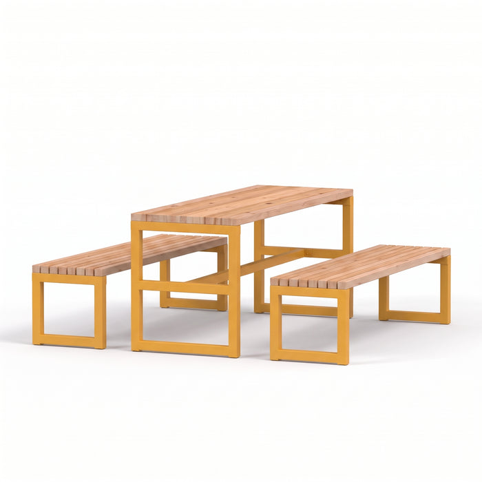 Gewerbefabrik Sitzgruppe Stolberg Garten Sitz Gruppe Holz Sitzgarnitur Gelb RAL 1028