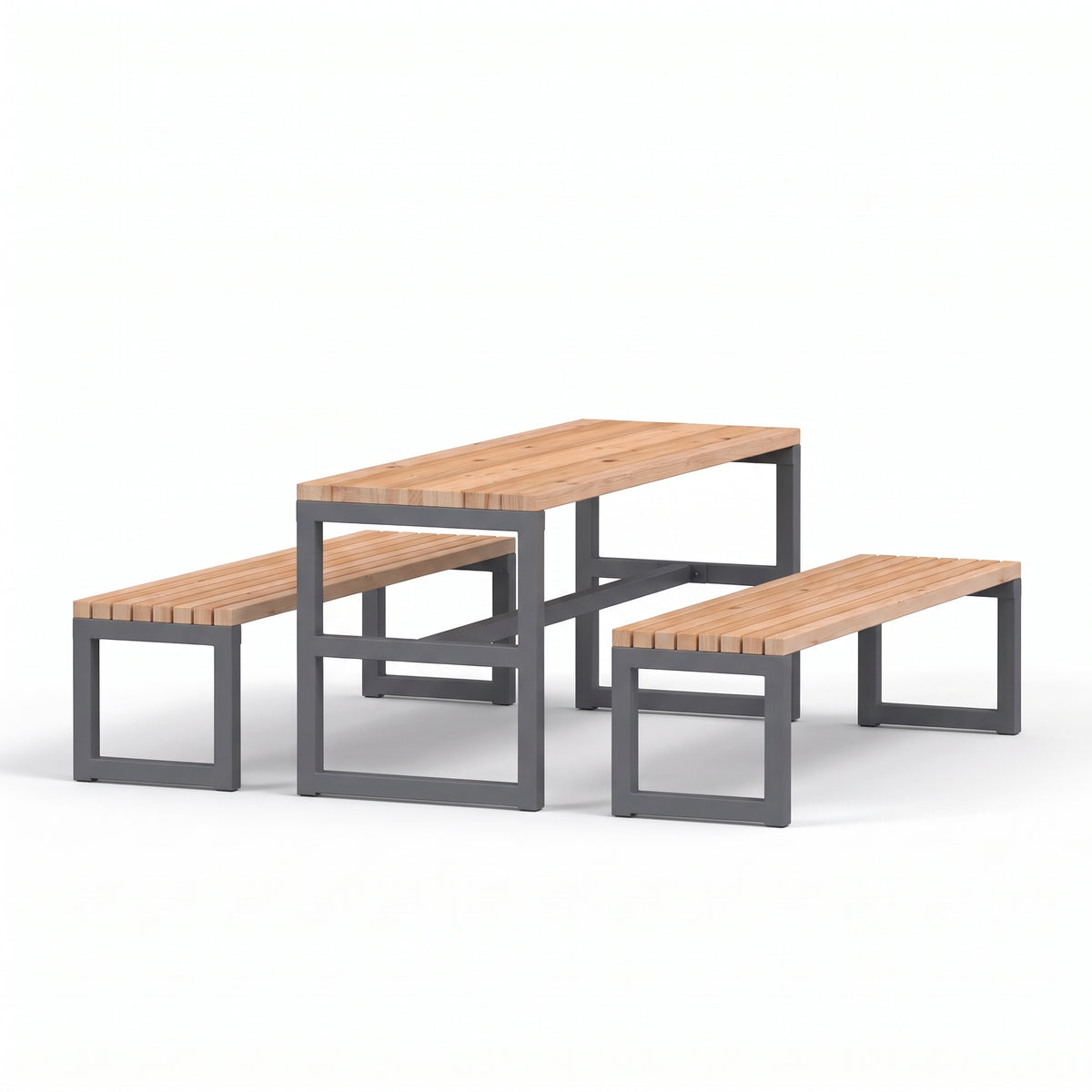 Gewerbefabrik Sitzgruppe Stolberg Garten Sitz Gruppe Holz Sitzgarnitur Grau RAL 7011