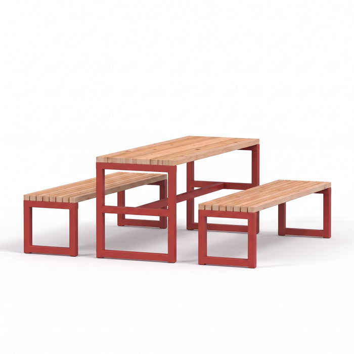 Gewerbefabrik Sitzgruppe Stolberg Garten Sitz Gruppe Holz Sitzgarnitur Rot RAL 3001