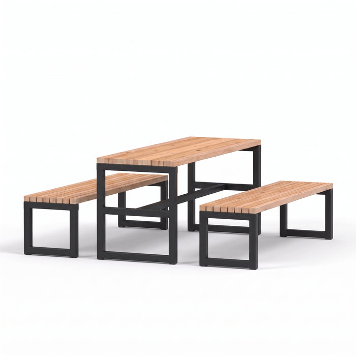 Gewerbefabrik Sitzgruppe Stolberg Garten Sitz Gruppe Holz Sitzgarnitur Schwarz RAL 9017