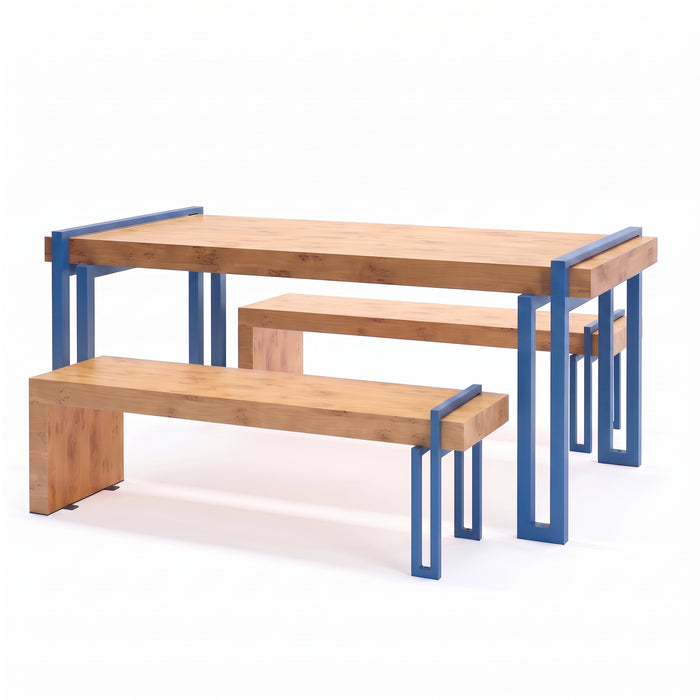 Gewerbefabrik Sitzgruppe Usingen Garten Sitz Gruppe Holz Sitzgarnitur Blau RAL 5005