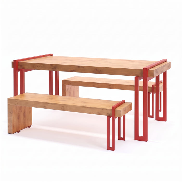 Gewerbefabrik Sitzgruppe Usingen Garten Sitz Gruppe Holz Sitzgarnitur Rot RAL 3001
