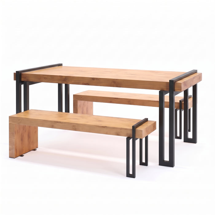 Gewerbefabrik Sitzgruppe Usingen Garten Sitz Gruppe Holz Sitzgarnitur Schwarz RAL 9017
