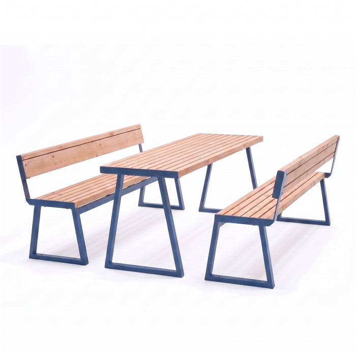Gewerbefabrik Sitzgruppe Weilerbach Garten Sitz Gruppe Holz Sitzgarnitur Blau RAL 5005