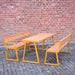 Gewerbefabrik Sitzgruppe Weilerbach Garten Sitz Gruppe Holz Sitzgarnitur Gelb RAL 1028 Armlehne Szene