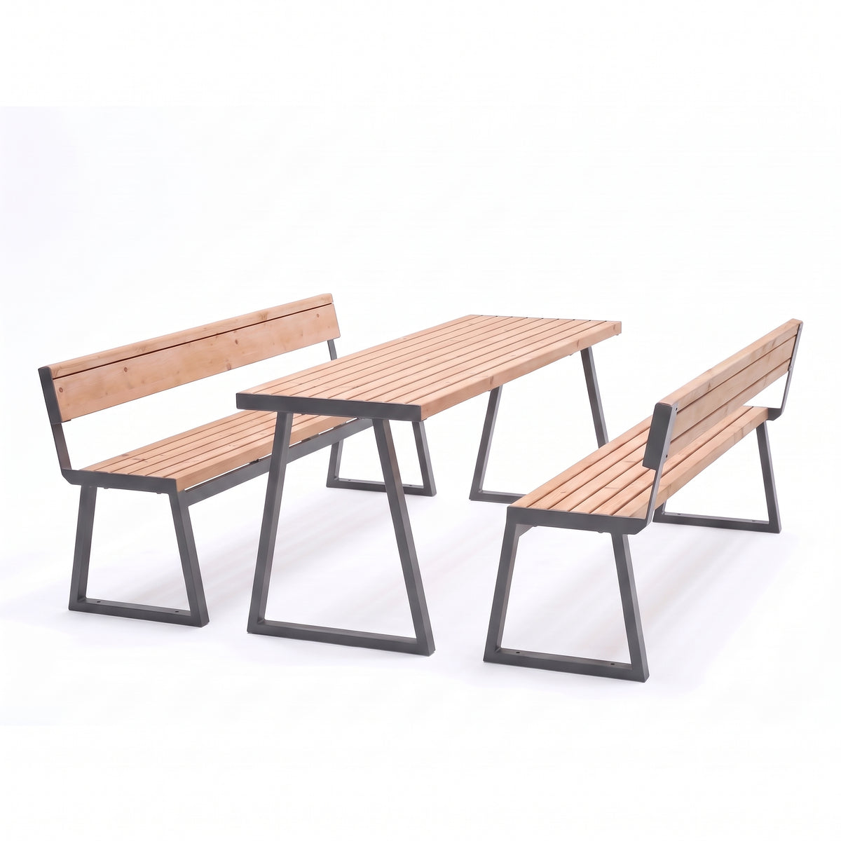 Gewerbefabrik Sitzgruppe Weilerbach Garten Sitz Gruppe Holz Sitzgarnitur Grau RAL 7011