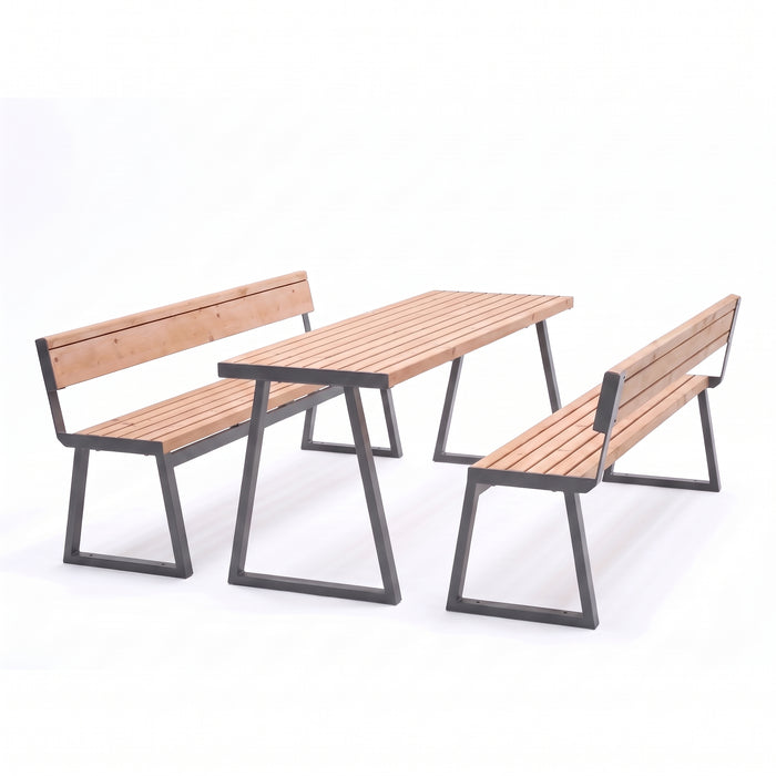 Gewerbefabrik Sitzgruppe Weilerbach Garten Sitz Gruppe Holz Sitzgarnitur Grau RAL 7011
