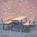 Gewerbefabrik Sitzgruppe Weilerbach Garten Sitz Gruppe Holz Sitzgarnitur Grau RAL 7011 Szene