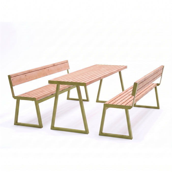 Gewerbefabrik Sitzgruppe Weilerbach Garten Sitz Gruppe Holz Sitzgarnitur Grün RAL 6018