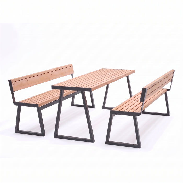 Gewerbefabrik Sitzgruppe Weilerbach Garten Sitz Gruppe Holz Sitzgarnitur Schwarz RAL 9017