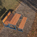 Gewerbefabrik Tisch Arnshausen Holz Outdoor Stadtmobiliar Blau RAL 5005 Szene