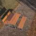 Gewerbefabrik Tisch Arnshausen Holz Outdoor Stadtmobiliar Grau RAL 7011 Szene