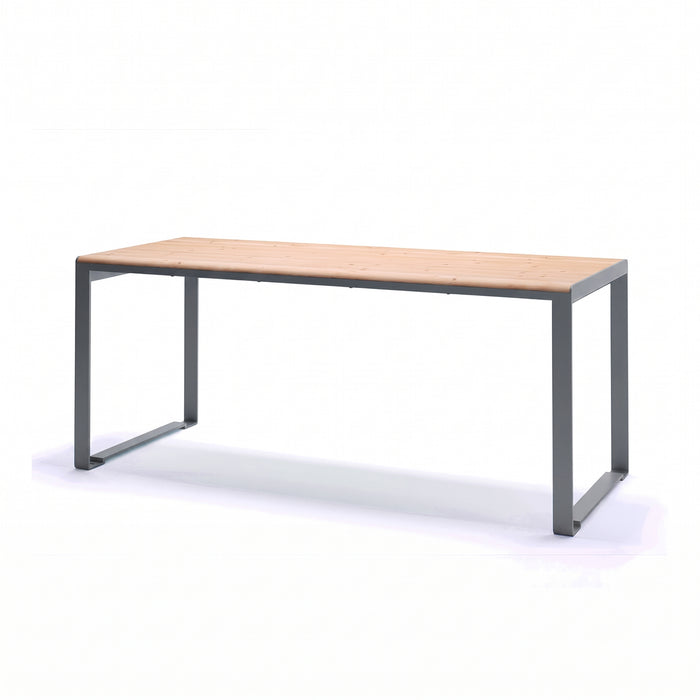 Gewerbefabrik Tisch Arnshausen Holz Outdoor Stadtmobiliar Grau RAL 7011