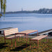 Gewerbefabrik Tisch Arnshausen Holz Outdoor Stadtmobiliar Rot RAL 3001 Sitzgruppe