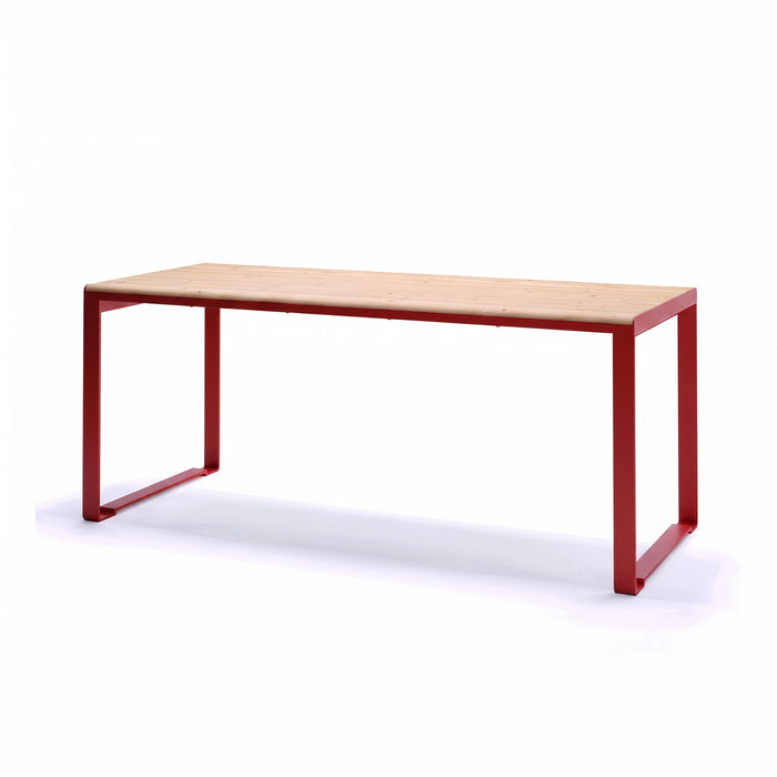 Gewerbefabrik Tisch Arnshausen Holz Outdoor Stadtmobiliar Rot RAL 3001