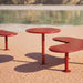 Gewerbefabrik Tisch Eichstedt Stahl Outdoor Stadtmobiliar Rot RAL 3001 Sitzgruppe