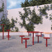 Gewerbefabrik Tisch Eichstedt Stahl Outdoor Stadtmobiliar Rot RAL 3001 Szene