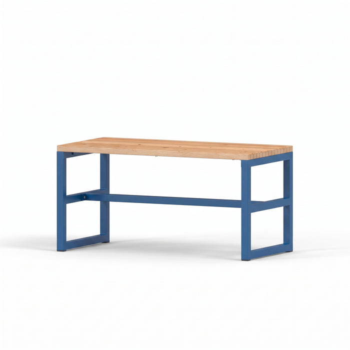 Gewerbefabrik Tisch Eppenberg Holz Outdoor Stadtmobiliar Blau RAL 5005