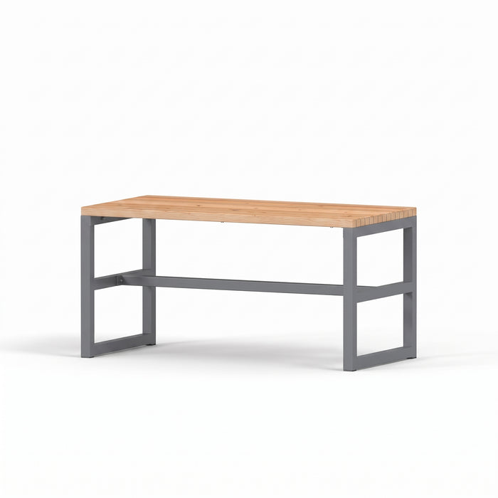 Gewerbefabrik Tisch Eppenberg Holz Outdoor Stadtmobiliar Grau RAL 7011