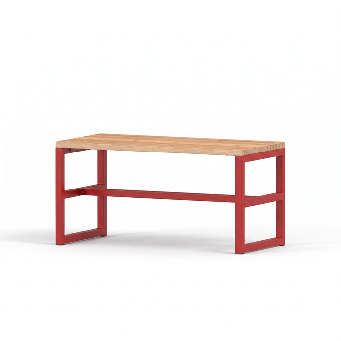 Gewerbefabrik Tisch Eppenberg Holz Outdoor Stadtmobiliar Rot RAL 3001