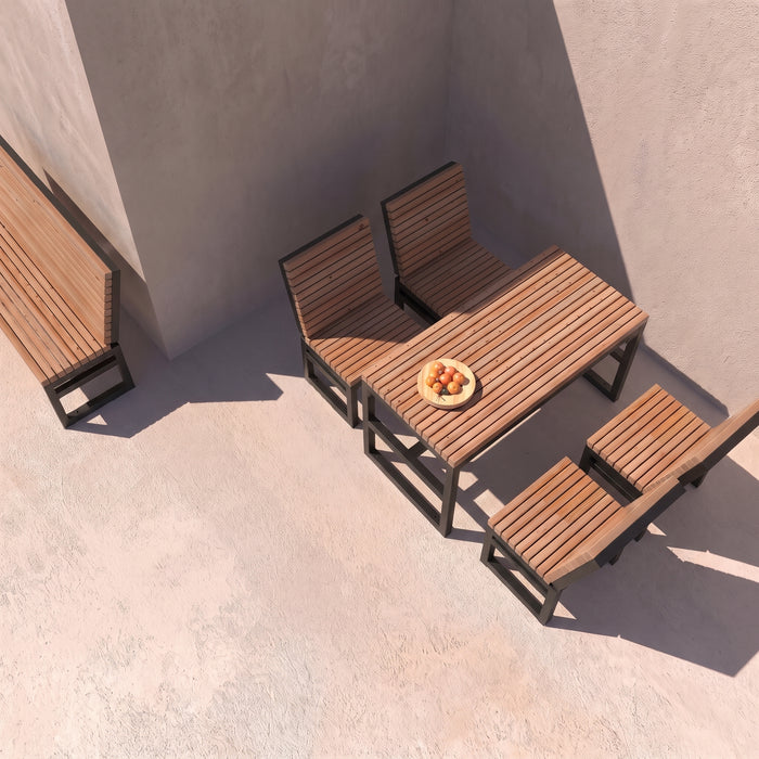 Gewerbefabrik Tisch Eppenberg Holz Outdoor Stadtmobiliar Schwarz RAL 9017 Szene