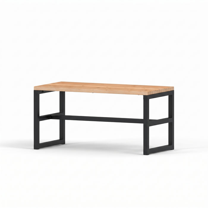 Gewerbefabrik Tisch Eppenberg Holz Outdoor Stadtmobiliar Schwarz RAL 9017