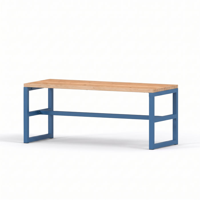 Gewerbefabrik Tisch Eppenbrunn Holz Outdoor Stadtmobiliar Blau RAL 5005