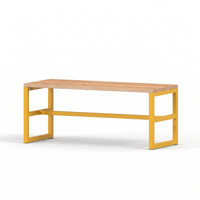 Gewerbefabrik Tisch Eppenbrunn Holz Outdoor Stadtmobiliar Gelb RAL 1028