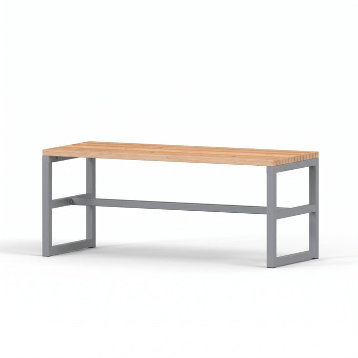 Gewerbefabrik Tisch Eppenbrunn Holz Outdoor Stadtmobiliar Grau RAL 7011