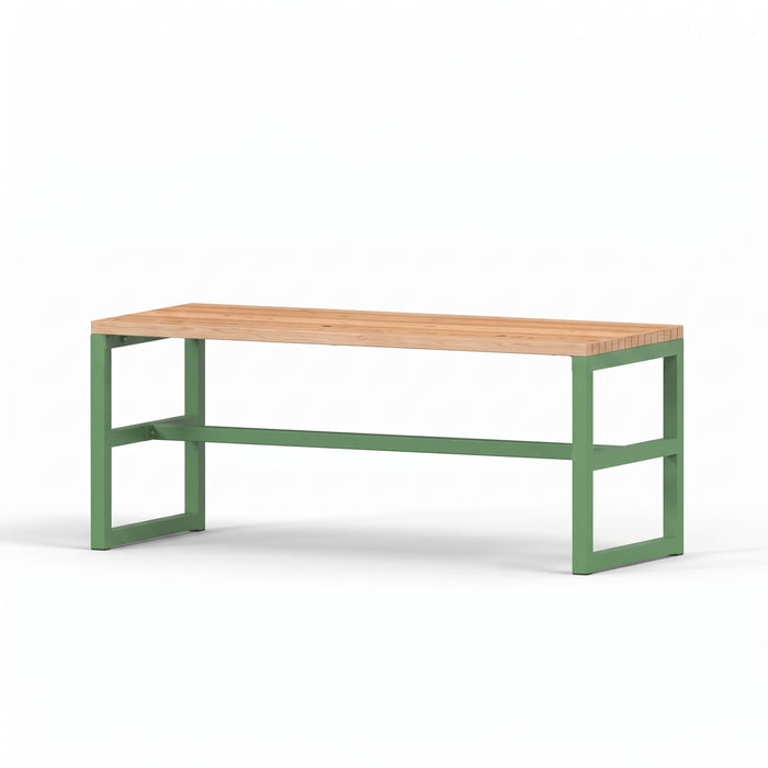 Gewerbefabrik Tisch Eppenbrunn Holz Outdoor Stadtmobiliar Grün RAL 6018