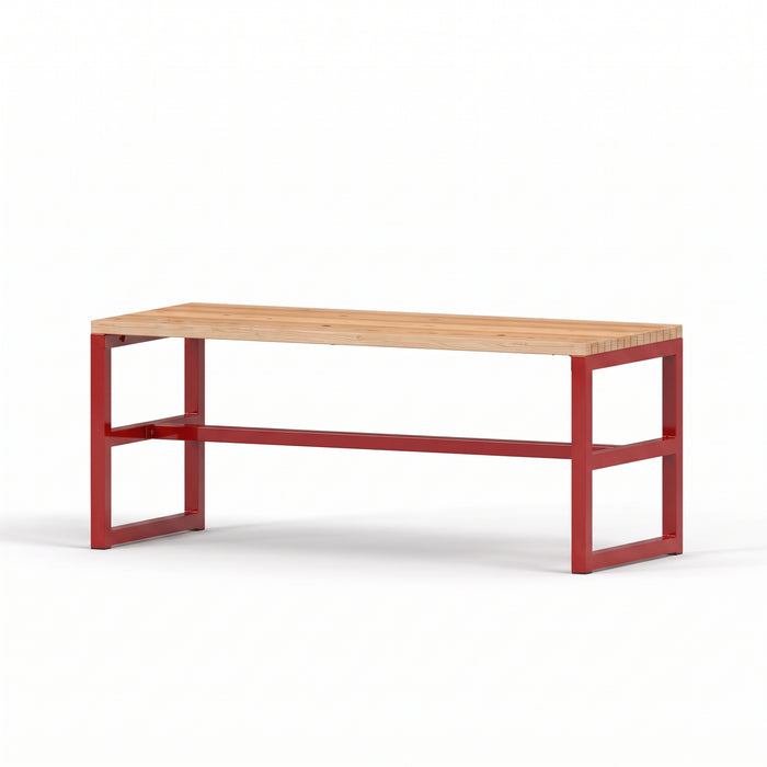 Gewerbefabrik Tisch Eppenbrunn Holz Outdoor Stadtmobiliar Rot RAL 3001
