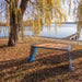 Gewerbefabrik Tisch Erlenmoos Holz Outdoor Stadtmobiliar Blau RAL 5005 Sitzgruppe