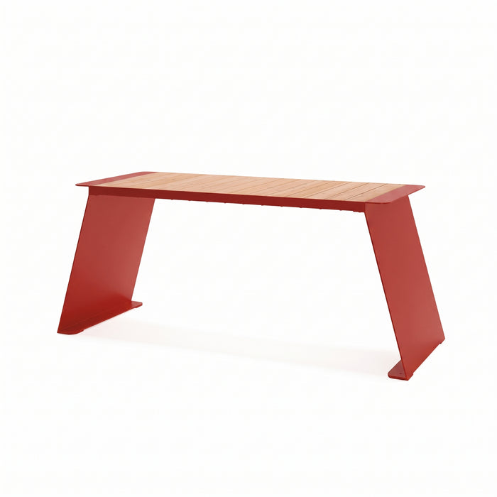 Gewerbefabrik Tisch Erlenmoos Holz Outdoor Stadtmobiliar Rot RAL 3001