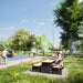 Gewerbefabrik Tisch Erlenmoos Holz Outdoor Stadtmobiliar Schwarz RAL 9017 Szene