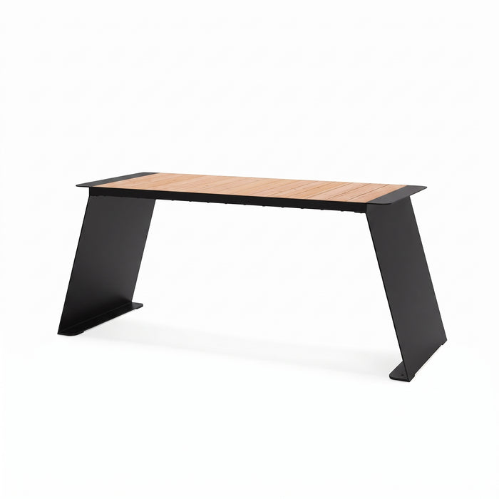 Gewerbefabrik Tisch Erlenmoos Holz Outdoor Stadtmobiliar Schwarz RAL 9017
